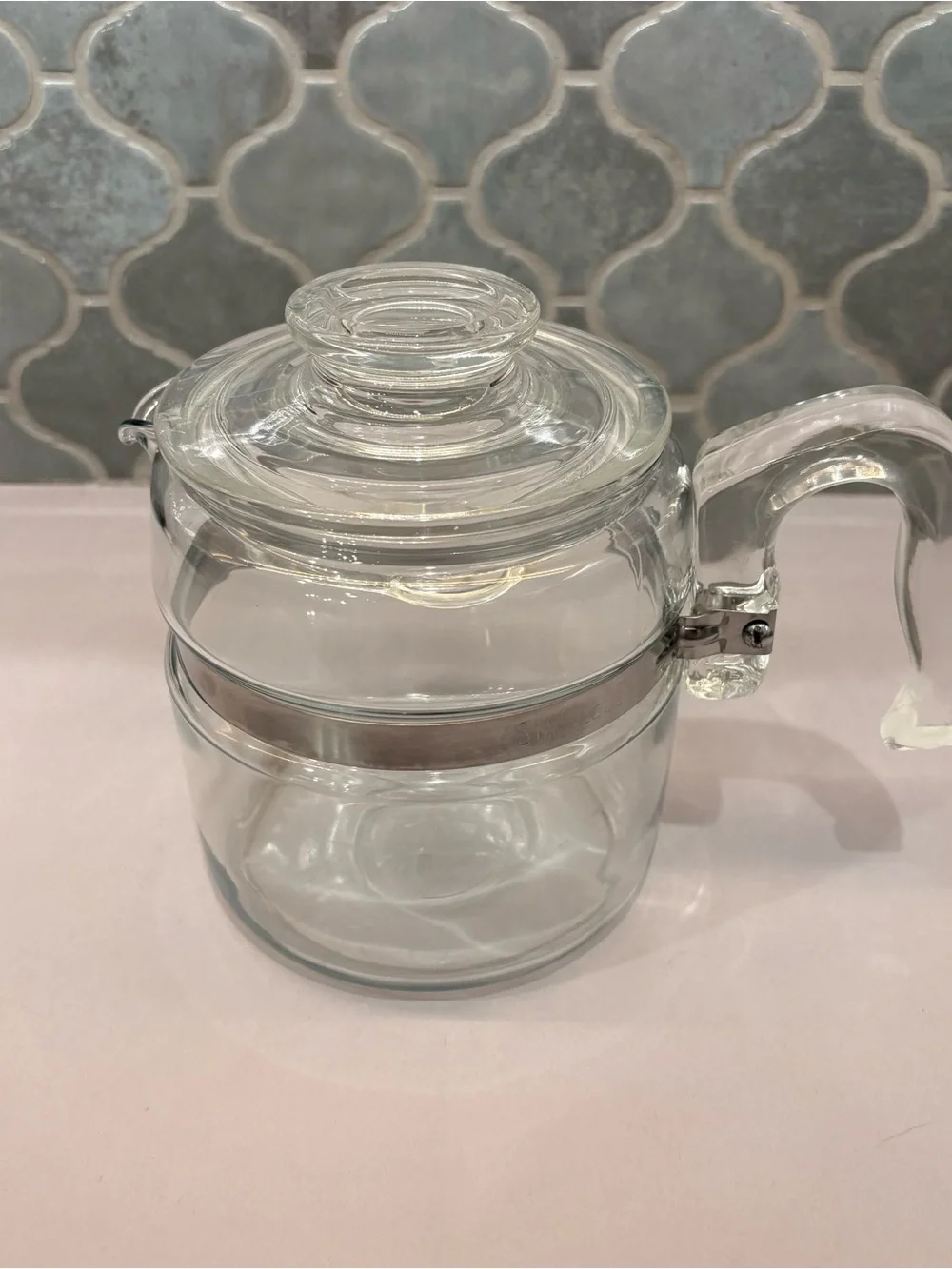 Vintage Pyrex 4-Cup Glass Coffee Carafe Replacement Stainless Band 7754